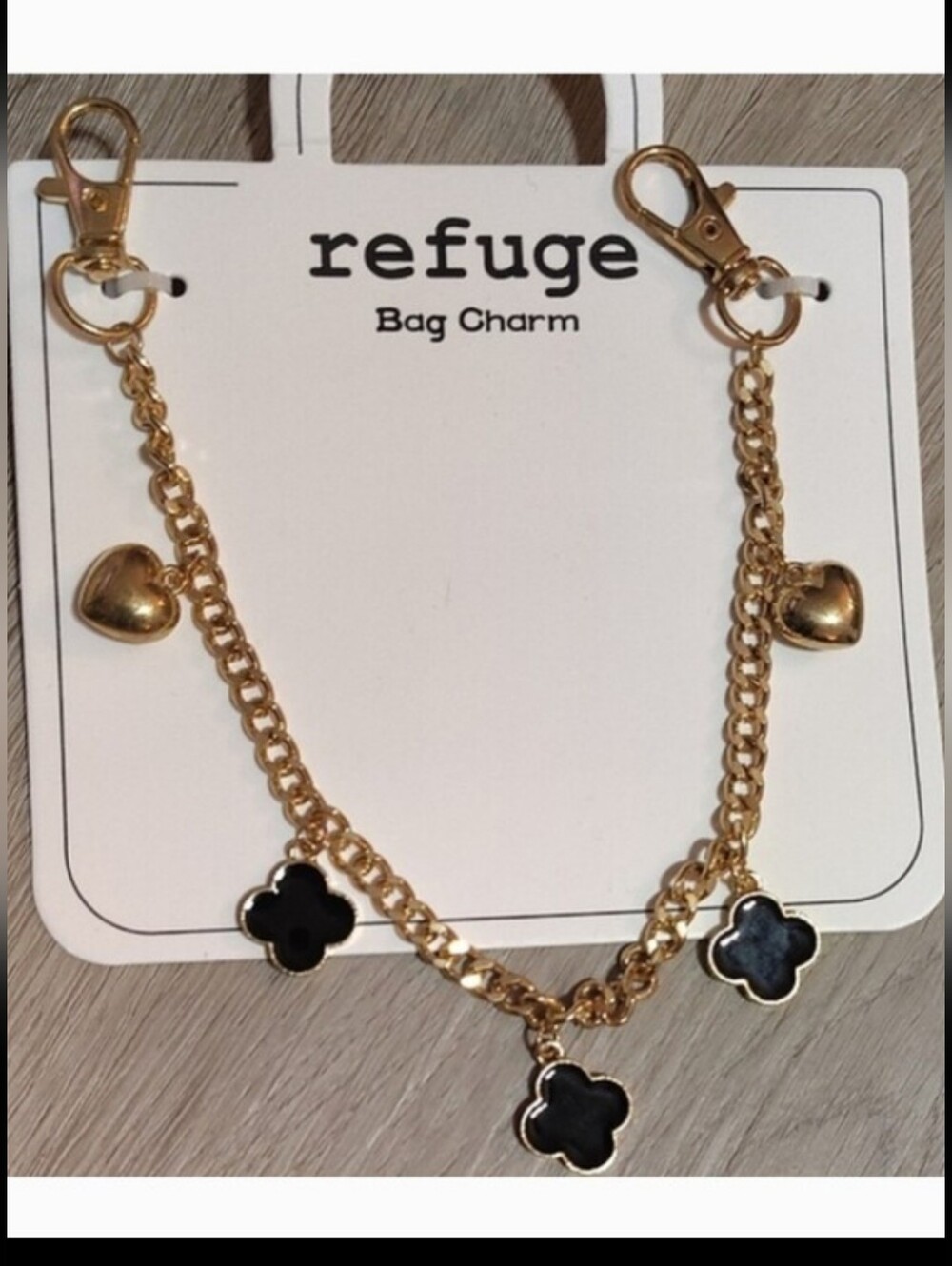 2 For $20🆕Refuge Gold Hearts, Black Clovers Bag Charm Chain/Accessory NEW